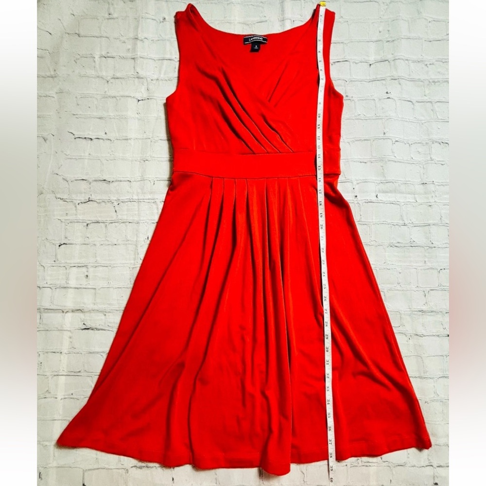 Lands’ End Faux Wrap Dress Womens Size Small 6-8 Orange Pima Cotton - Picture 9 of 11